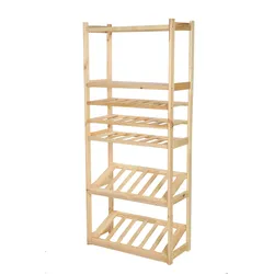 PROREGAL Getränkekisten- & Weinregal SPREEWALD HxBxT 163x70x33cm 18 Flaschen auf 3 Ebenen + 2 Ebenen für Kisten + 2 Ablagen Massives Kiefernholz Natur