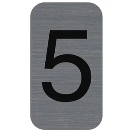 Exacompta 67185E 1x Hinweisschild selbstklebend, Aluminiumoptik, Zahl 5 2,5x4,4 cm