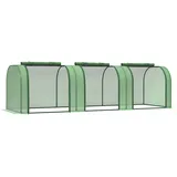 Outsunny Minifoliengewächshaus mit 3 Rolltüren grün 295L x 100B x 80H cm