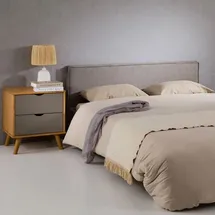 Idimex Kopfteil KLAO gepolstert 160cm grau – elegantes Bettkopfteil, Melange-Optik, widerstandsfähiger Stoffbezug, langlebig und bequem, klassisches Design