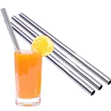 Kobert-Goods Edelstahl Strohhalme Trinkhalme für Smoothies Long-Drinks Party-Cocktails Strohhalme gerade 5 Stück