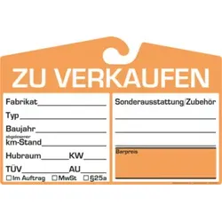 Eichner Spiegelanhänger Preisschild Analog orange