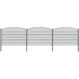 Aileenstore Doppelstabmattenzaun 40 m x 2,4 m Grau/Stahl