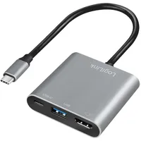 Logilink UA0390 & USB 3.2 Gen1 Typ-C-zu HDMI USB Adapter, 4K, PD (Power Delivery), 0,15 m