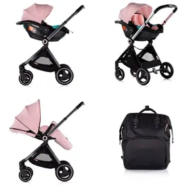 Chipolino Kinderwagen Elite 3 in 1 i-Size Babyschale Sportsitz Babywanne Tasche pink - Rosa