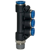 Riegler T-Mehrfachverteiler »Blaue Serie«, drehbar, R 1/8 außen, Ø4x4
