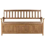 Gartenbank Hellbraun Akazienholz 160 Cm Mit Armlehnen Stauraum Modern Rustikal Garten Terrasse Wintergarten Ausstattung Sitzmöbel Outdoor