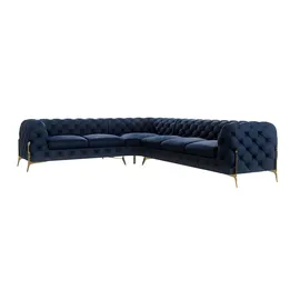 S-Style Chesterfield Ecksofa Natalie ¦ blau ¦ Maße (cm): B: 323 H: 75