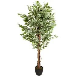 bümö plants Ficus Kunstbaum - Täuschend echte Birkenfeige, geruchlose Premium Kunstpflanze für lebendiges Ambiente - authentische, künstliche