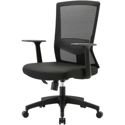 Bürostuhl MCW-J90, Schreibtischstuhl, ergonomische S-förmige Rückenlehne, verstellbare Taillenstütze ~ schwarz
