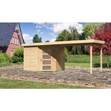 KARIBU Schwandorf 5 5,3 x 2,62 m natur mit Anbaudach