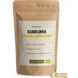 Cupplement Kurkuma 80 Kapseln mit schwarzem Pfeffer Piperin Bio 600 MG - Kein Pulver, Extrakt, Latte, Tee Tabletten - Curcumin - Curcuma - Hund - Superfood - Kurkuma - Supplement - Turmeric