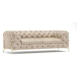 s-style möbel CHESTERFIELD-SOFA 3-Sitzer Vertex Beige Samt