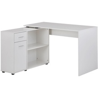 Design Eckschreibtisch mit Regal Weiß 120 x 75,5 x 106,5 cm | Moderner Büro-Schreibtisch | Computer-Tisch Arbeitszimmer | Winkelschreibtisch Home...