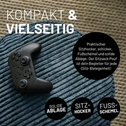 LUMALAND Sitzsack Pouf Cord - 25 x 45 cm - Navyblau