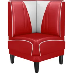 Diner Eckbank | Rot | B:H 60 x 103 cm | V-Steppung | Leder | Eckbank American, American Diner Sitzbank, American Dinerbank, American Diner Möbel