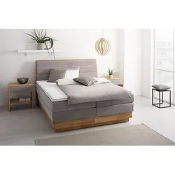 Boxspringbett OTTO PRODUCTS "Jenna", grau (argento), B:184cm L:216cm, Komplettbetten, Boxspringbett, ohne LED-Beleuchtung, mit zertifizierten, recycelten Bezugsstoffen