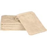 ROSS Waschhandschuh »Premium«, (6 St., 6 Waschhandschuhe 16 x 22 cm), 100% Baumwolle, beige