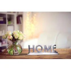 KADIMA DESIGN Home Deko Schriftzug Design Wohnzimmer Ess-Tisch- Dekoration Wohnung Alu Aluminium Wohndeko Silber 22