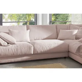 KAWOLA Ecksofa Madeline Cord Recamiere rechts rosa