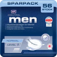 bella control MEN Level 1 Normal Inkontinenzeinlagen 56 Stück (4x14) diskreter Schutz bei leichter Blasenschwäche