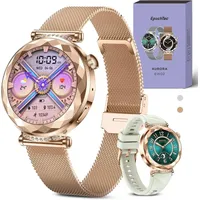 Elegante Damen Smartwatch 1,19" AMOLED Touchscreen mit Bluetooth Telefonie, Fitness-Tracking, Schlafmonitor, SpO2 & 100+ Sportmodi - Gold