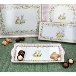 HAPPY EASTER Kuchenplatte rechteckig aus Porzellan – R1109