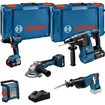 Bosch Professional, Elektrowerkzeug Set, 18V Profi-Set GSB+ BH+WS+SA+LI+3x5+GAL 0615A5007S