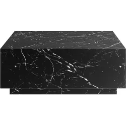 Couchtisch SALESFEVER "Almería Beistelltisch in Schwebe-Optik", schwarz (schwarz marmoroptik), B:90cm H:35cm T:90cm, Tische, quadratisch 90x90 cm, in Marmoroptik foliert