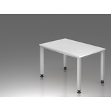 HAMMERBACHER höhenverstellbarer Schreibtisch weiß rechteckig, 4-Fuß-Gestell silber 120,0 x 80,0 cm