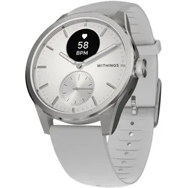Withings ScanWatch 2 42 mm perlweiß/silber, Sport Flourelastomer-Armband grau/silber