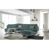 PLACES OF STYLE Ecksofa »Pinto, 290 cm, Ottomane links / rechts«, Cord, Feincord, Luxus-Microfaser Leder und Chenille blau