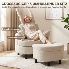 Homcom Sessel Loungesessel 69 x 78 x 85,5 cm Cremeweiß mit Hocker