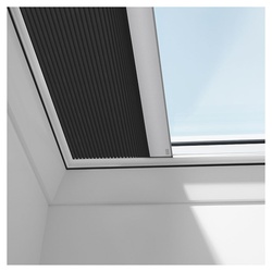 VELUX Flachdachfenster Wabenplissee Uni schwarz 1047S, 60x60 cm (060060), CFP,Solar,VELUX,weiße Schiene