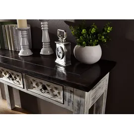 MASSIVMOEBEL24.DE Konsolentisch 120x40x76 Weiß/Braun