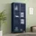 [en.casa] Vitrinenschrank Säkylä 180 x 80 x 35 cm Navyblau