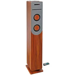 Soundturm in Holzoptik mit CD-Player, Bluetooth, FM und USB, 100W + Fernbedienung