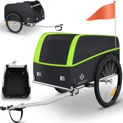 KESSER® Fahrradanhänger Lastenanhänger Transportanhänger Hochdeichsel mit Kupplung, Inkl. Abdeckung  Klappfunktion Hochdeichsel Anhänge für Fahrrad Transportbox mit 120 Liter Max. 40 kg