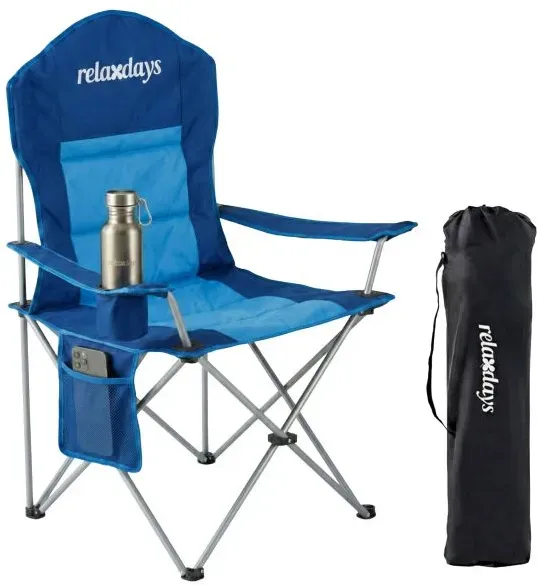 Relaxdays Faltbarer Camping Stuhl Blau,Silber
