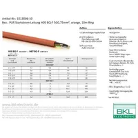 BKL Electronic 1513006-10 Starkstromkabel H05BQ-F 5G 0.75mm2 Orange 10m