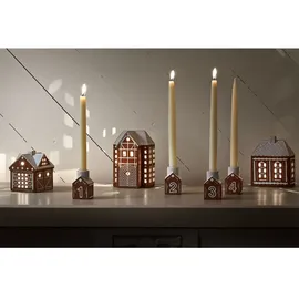 Kähler Kerzenhalter Gingerbread H7,5 cm Keramik Braun/Weiß