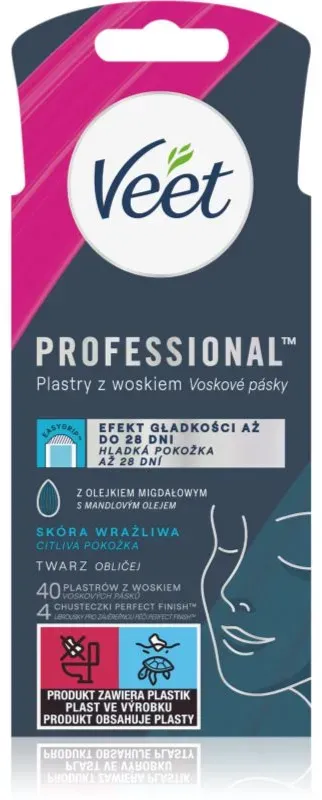 Veet Professional Wachsstreifen zur Depilation des Gesichts für empfindliche Haut 40 St.