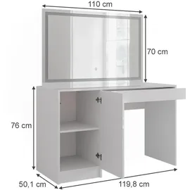 Vicco Vicco, Schminktisch, Sherry mit LED-Spiegel (119.80 x 50.10 x 76 cm)