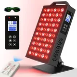 ShineMuse Rotlichtlampe 630nm & 850nm-Dual-Chip 60 LEDs Infrarotlampe mit Ständer Zur Schmerzlinderung bei Muskeln&Gelenken, Anti-Aging für Gesicht&Ganzkörper – inkl. Schutzbrille,Timer&Fernbedienung