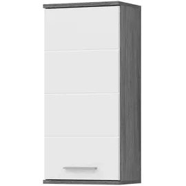 inn.furn Hängeschrank Weiß Hochglanz Rauchsilber grau 3 Fächer, Bailey