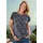 GOLDNER Halbarm Printshirt, U-Boot-Ausschnitt", in blau / stein, gemustert), | Gr.: 42,