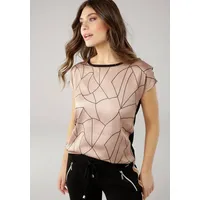 LAURA SCOTT Shirtbluse, aus glänzendem Satin, Gr. 44, camelfarben-schwarz,