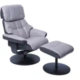 MCA Furniture MCA Relaxsessel HWC-F21, Fernsehsessel Hocker, Stoff/Textil 110kg belastbar - grafit-hellgrau