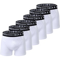 Jack & Jones, Herren, Unterhosen, Boxershort Casual Stretch, Weiss, (XL, 6er Pack)
