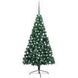 vidaXL Künstlicher Halb-Weihnachtsbaum Beleuchtung Kugeln Grün 150 cm